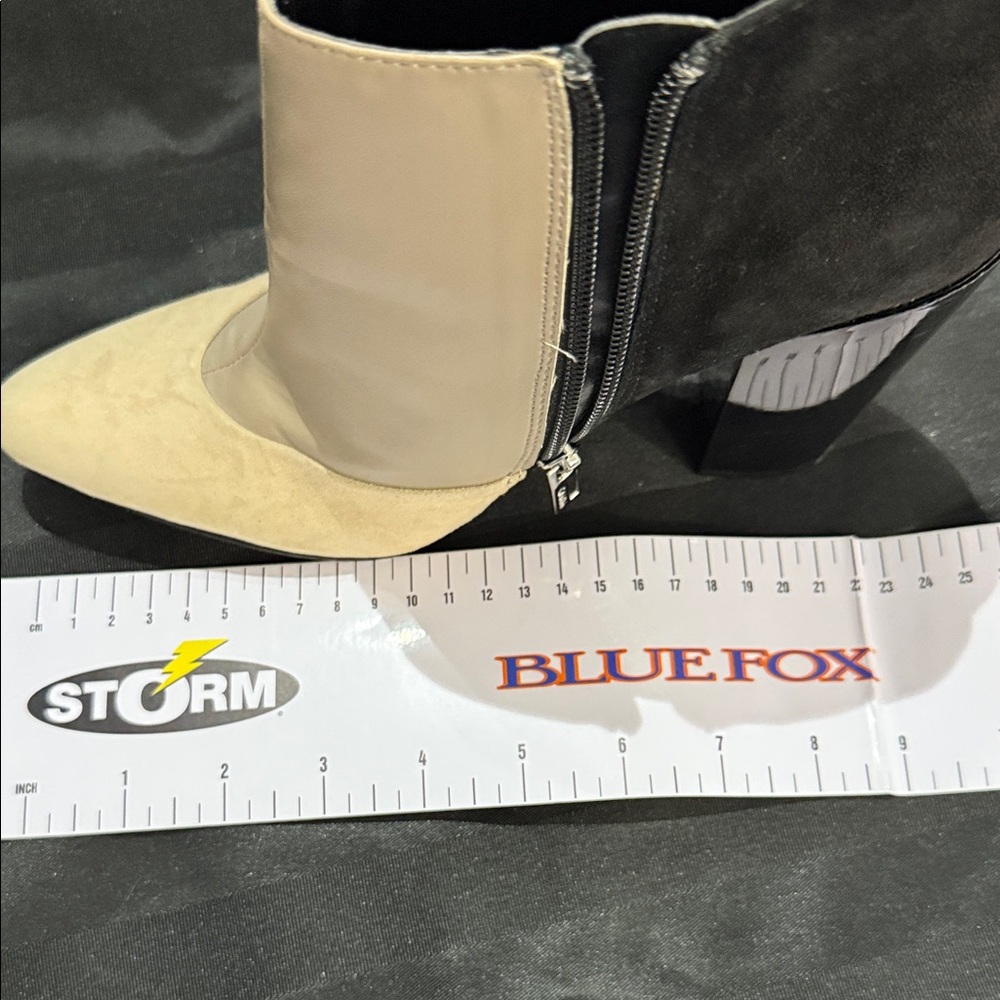 Calvin Klein Black and Beige Heeled Boots - Picture 8 of 11